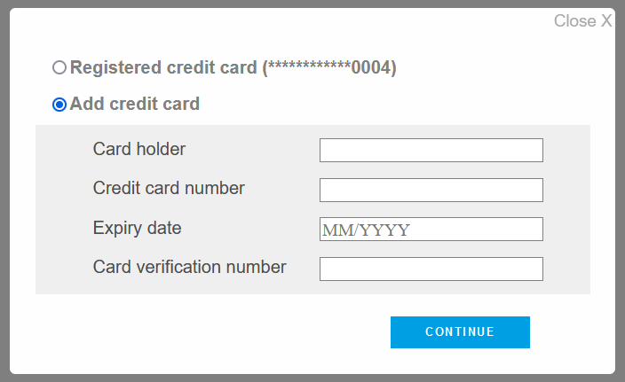 credit card overlay