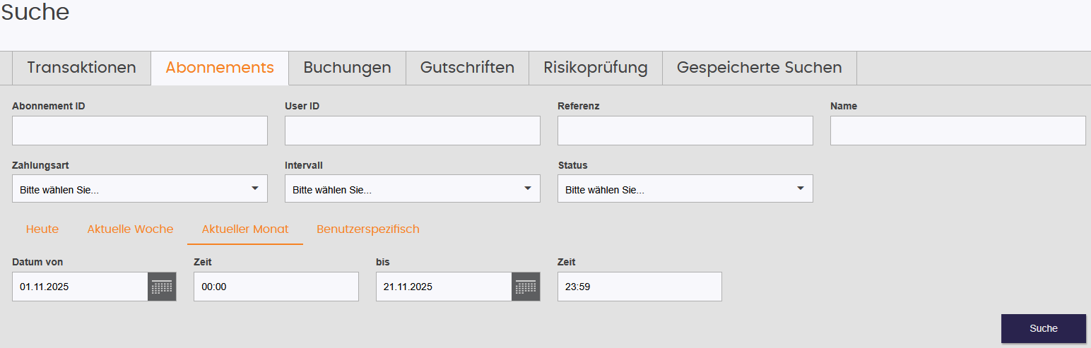 Suche nach Abonnements