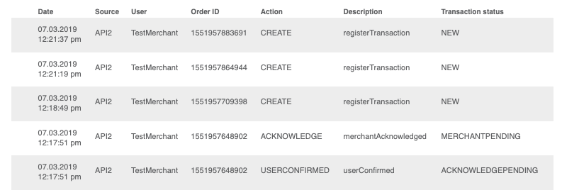 Transaction changes