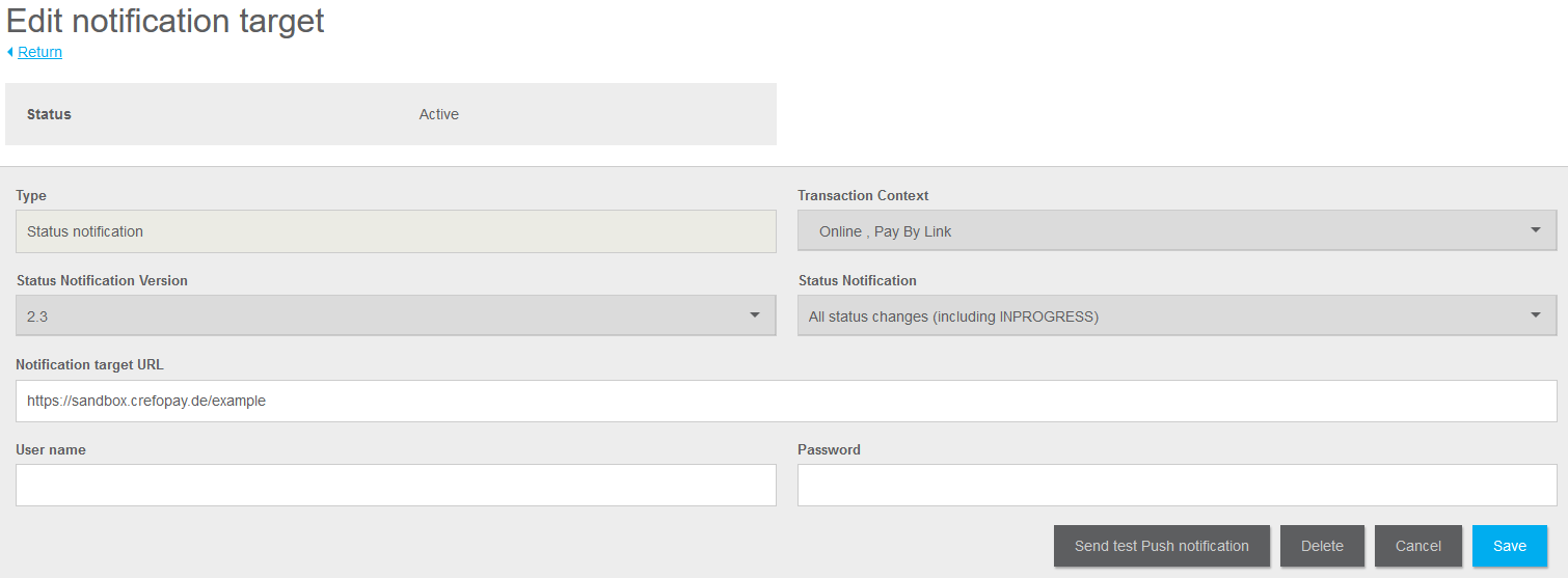 Managing notification targets